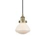Innovations Lighting Olean 7" Wide Mini Pendant Antique Brass / Matte White