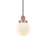 Innovations Lighting Beacon 6" Wide Mini Pendant Antique Copper / Matte White