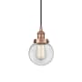 Innovations Lighting Beacon 6" Wide Mini Pendant Antique Copper / Clear
