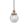 Innovations Lighting Beacon 6" Wide Mini Pendant Antique Copper / Seedy