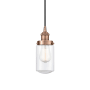 Innovations Lighting Dover 5" Wide Mini Pendant Antique Copper / Clear
