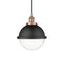Innovations Lighting Hampden 9" Wide Mini Pendant Antique Copper / Clear