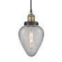 Innovations Lighting Geneseo 7" Wide Mini Pendant Black Antique Brass / Clear Crackled