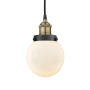 Innovations Lighting Beacon 6" Wide Mini Pendant Black Antique Brass / Matte White