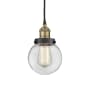 Innovations Lighting Beacon 6" Wide Mini Pendant Black Antique Brass / Clear
