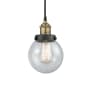 Innovations Lighting Beacon 6" Wide Mini Pendant Black Antique Brass / Seedy