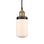 Innovations Lighting Dover 5" Wide Mini Pendant Black Antique Brass / Matte White