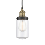 Innovations Lighting Dover 5" Wide Mini Pendant Black Antique Brass / Clear