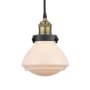 Innovations Lighting Olean 7" Wide Mini Pendant Black Antique Brass / Matte White