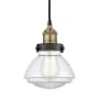 Innovations Lighting Olean 7" Wide Mini Pendant Black Antique Brass / Clear
