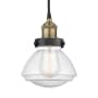 Innovations Lighting Olean 7" Wide Mini Pendant Black Antique Brass / Seedy