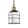 Innovations Lighting Bell Cage 6" Wide Cage Mini Pendant Black Antique Brass / Matte White