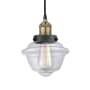 Innovations Lighting Oxford 7" Wide Mini Pendant Black Antique Brass / Clear