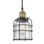 Innovations Lighting Bell Cage 6" Wide Cage Mini Pendant Black Antique Brass / Seedy