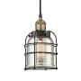 Innovations Lighting Bell Cage 6" Wide Cage Mini Pendant Black Antique Brass / Silver Plated Mercury