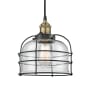 Innovations Lighting Bell Cage 9" Wide Cage Mini Pendant Black Antique Brass / Clear