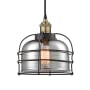 Innovations Lighting Bell Cage 9" Wide Cage Mini Pendant Black Antique Brass / Plated Smoke