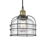 Innovations Lighting Bell Cage 9" Wide Cage Mini Pendant Black Antique Brass / Seedy