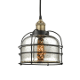 Innovations Lighting Bell Cage 9" Wide Cage Mini Pendant Black Antique Brass / Silver Plated Mercury