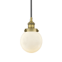 Innovations Lighting Beacon 6" Wide Mini Pendant Brushed Brass / Matte White