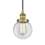 Innovations Lighting Beacon 6" Wide Mini Pendant Brushed Brass / Clear