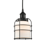 Innovations Lighting Bell Cage 6" Wide Cage Mini Pendant Matte Black / Matte White