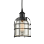 Innovations Lighting Bell Cage 6" Wide Cage Mini Pendant Matte Black / Silver Plated Mercury