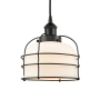 Innovations Lighting Bell Cage 9" Wide Cage Mini Pendant Matte Black / Matte White