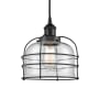 Innovations Lighting Bell Cage 9" Wide Cage Mini Pendant Matte Black / Clear