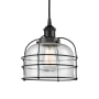 Innovations Lighting Bell Cage 9" Wide Cage Mini Pendant Matte Black / Seedy