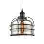 Innovations Lighting Bell Cage 9" Wide Cage Mini Pendant Matte Black / Silver Plated Mercury
