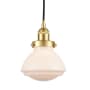 Innovations Lighting Olean 7" Wide Mini Pendant Satin Gold / Matte White