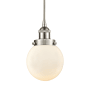 Innovations Lighting Beacon 6" Wide Mini Pendant Brushed Satin Nickel / Matte White