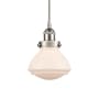 Innovations Lighting Olean 7" Wide Mini Pendant Brushed Satin Nickel / Matte White