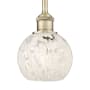Innovations Lighting White Mouchette 6" Wide Mini Pendant Antique Brass
