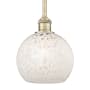 Innovations Lighting White Mouchette 8" Wide Mini Pendant Antique Brass