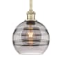 Innovations Lighting Rochester 8" Wide Mini Pendant Antique Brass / Light Smoke