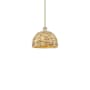 Innovations Lighting Woven Rattan 12" Wide Pendant Antique Brass / Natural