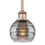 Innovations Lighting Rochester 6" Wide Mini Pendant Antique Copper / Light Smoke