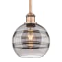 Innovations Lighting Rochester 8" Wide Mini Pendant Antique Copper / Light Smoke