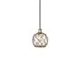 Innovations Lighting Farmhouse Rope 8" Wide Mini Pendant Black Antique Brass / Clear Glass with Brown Rope