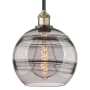 Innovations Lighting Rochester 10" Wide Mini Pendant Black Antique Brass / Light Smoke