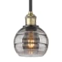 Innovations Lighting Rochester 6" Wide Mini Pendant Black Antique Brass / Light Smoke