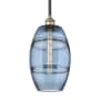 Innovations Lighting Vaz 8" Wide Mini Pendant Black Antique Brass / Princess Blue