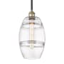 Innovations Lighting Vaz 8" Wide Mini Pendant Black Antique Brass / Clear