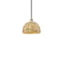 Innovations Lighting Woven Rattan 12" Wide Pendant Black Antique Brass / Natural