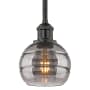 Innovations Lighting Rochester 6" Wide Mini Pendant Matte Black / Light Smoke