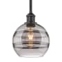 Innovations Lighting Rochester 8" Wide Mini Pendant Matte Black / Light Smoke