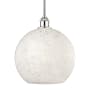 Innovations Lighting White Mouchette 12" Wide Pendant Polished Chrome