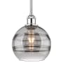 Innovations Lighting Rochester 8" Wide Mini Pendant Polished Chrome / Light Smoke